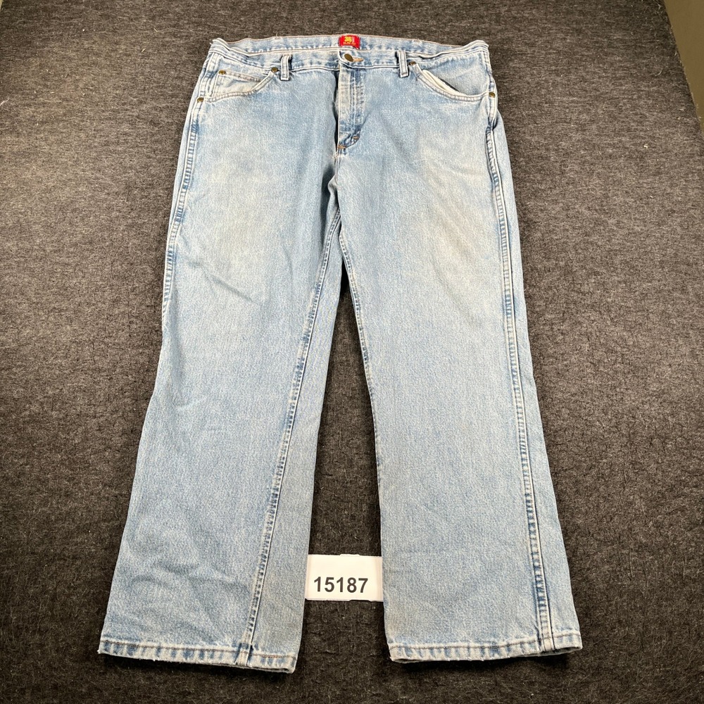 Wrangler Jeans Mens 40x30 Light Blue Good 36MWZ Slim Fit Cowboy Cut Denim